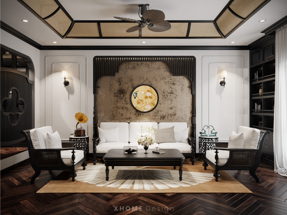 Mẫu thiết kế nội thất villa phong cách Đông Dương - Indochine