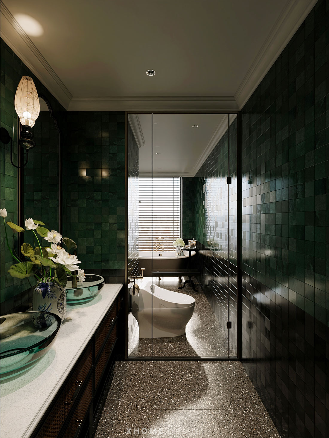 Nội thất phòng tắm phong cách Indochine Duplex Madarin Garden