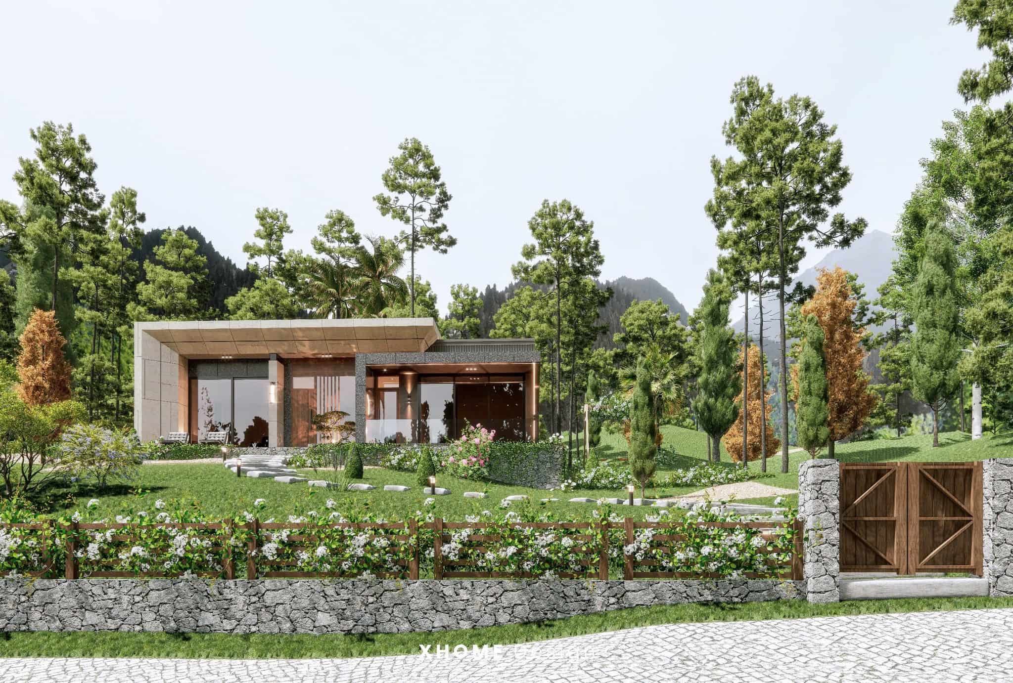 Thiết kế biệt thự mini đẹp, tiện nghi và tối ưu chi phí 9 Biệt thự mini 1 tầng có sân vườn rộng