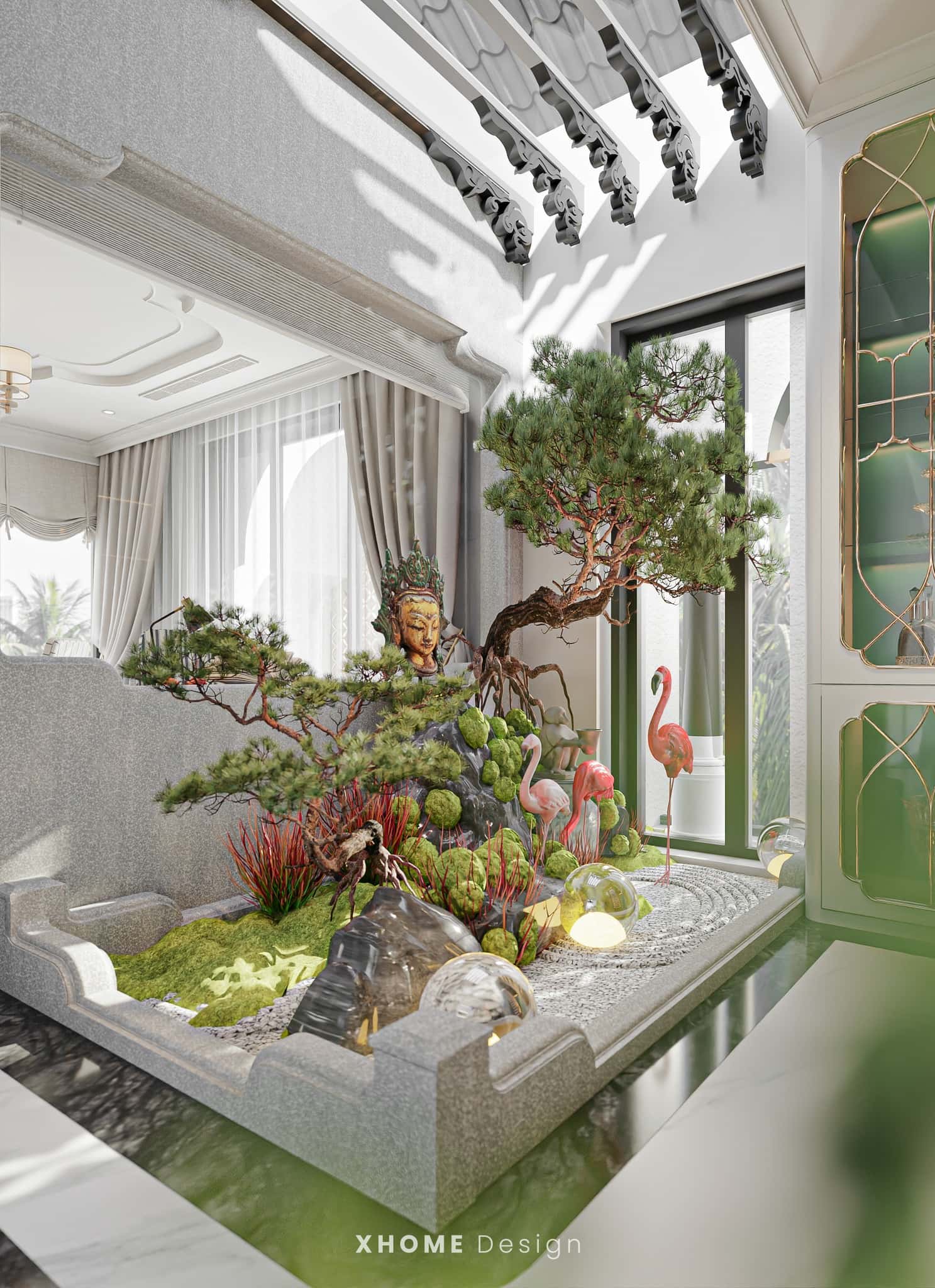 Góc tiểu cảnh của biệt thự phong cách Indochine