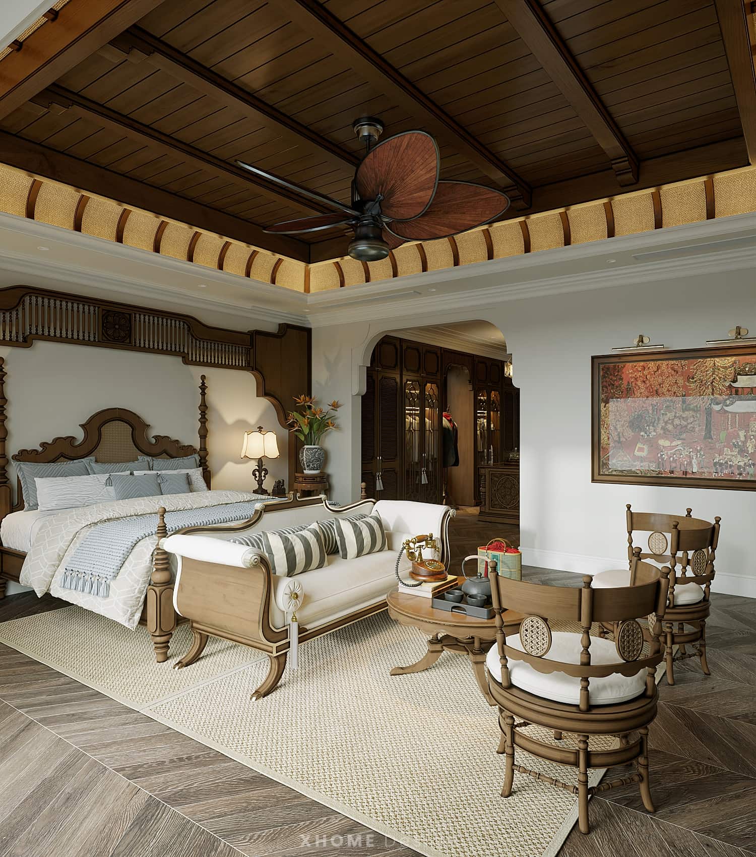 Xu hướng biệt thự Indochine tông màu trung tính ấm