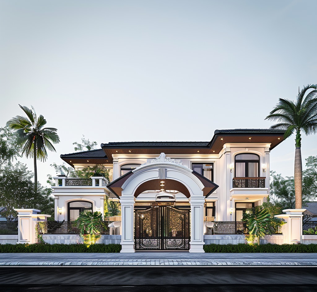 Top 19+ mẫu thiết kế biệt thự indochine đậm chất hoài cổ 18 Phong cách biệt thự Indochine 2 tầng