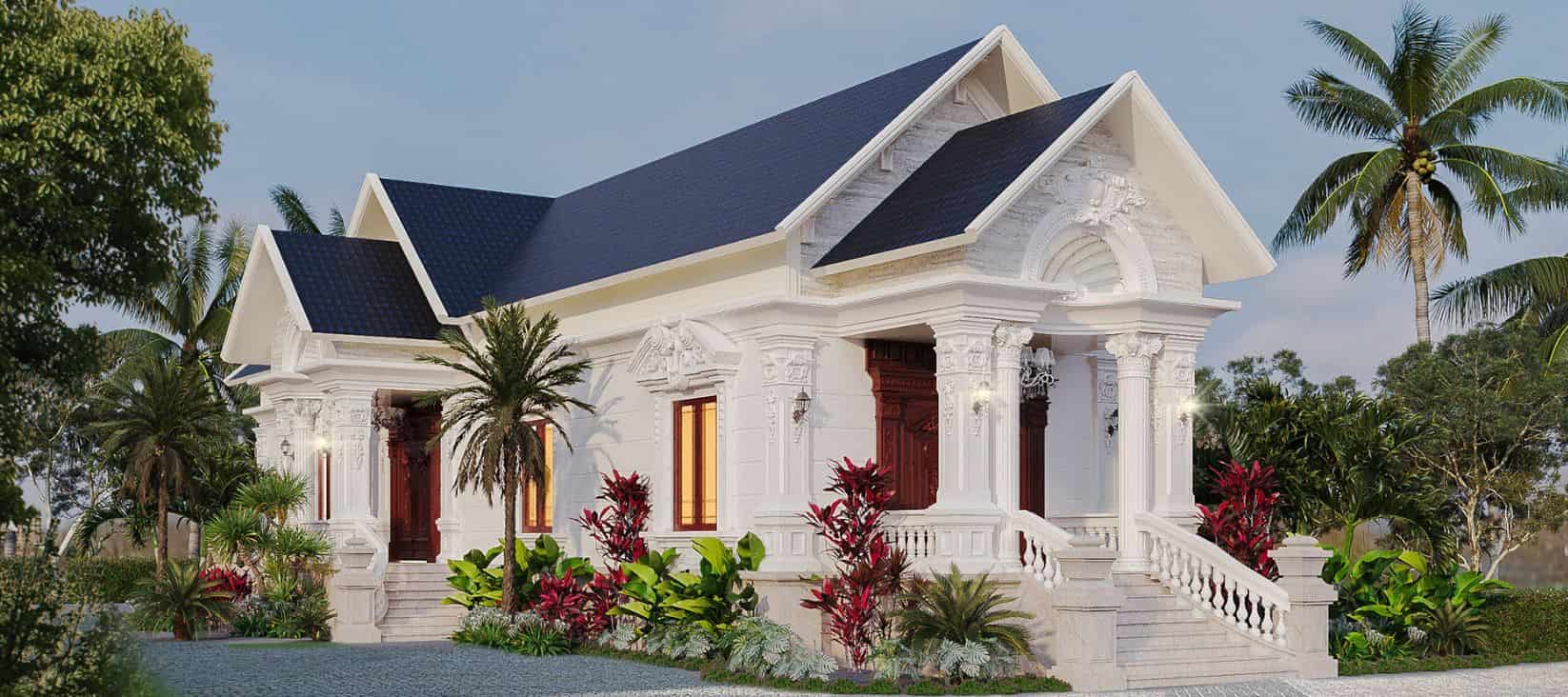 99 mẫu biệt thự nhà vườn đa dạng phong cách, diện tích và số tầng 59 Biệt thự 1 tầng theo mái Thái Tân cổ điển