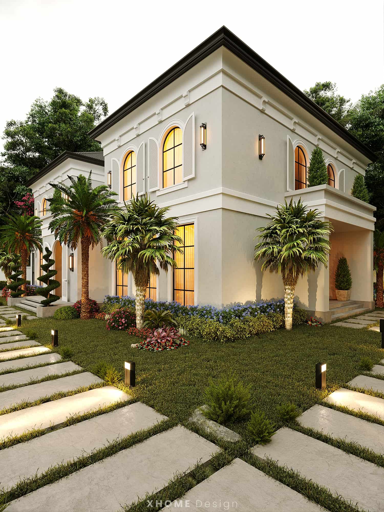 99 mẫu biệt thự nhà vườn đa dạng phong cách, diện tích và số tầng 20 Biệt thự nhà vườn 2 tầng mái bằng Tân cổ điển
