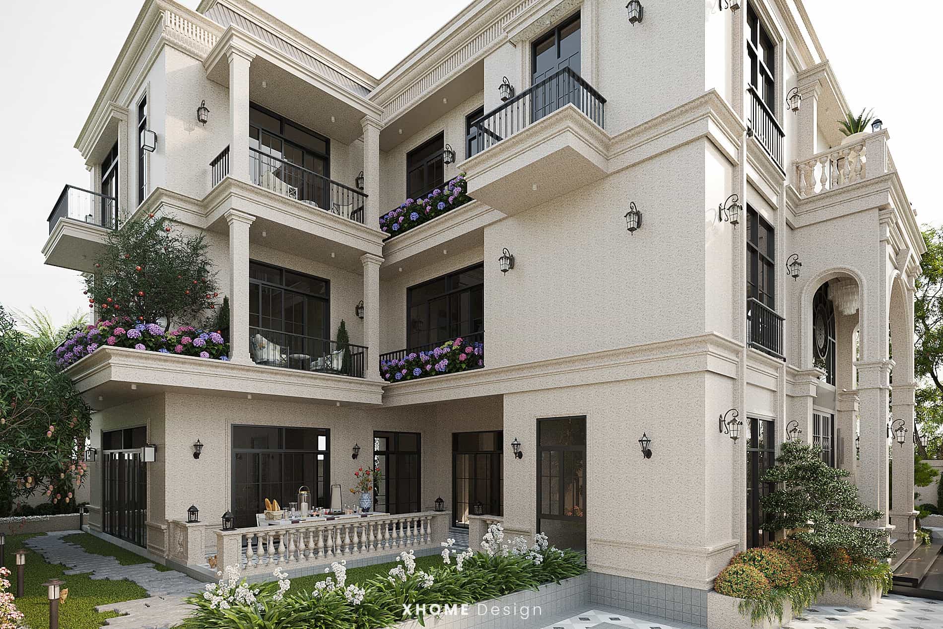 99 mẫu biệt thự nhà vườn đa dạng phong cách, diện tích và số tầng 39 Biệt thự nhà vườn 3 tầng tân cổ điển