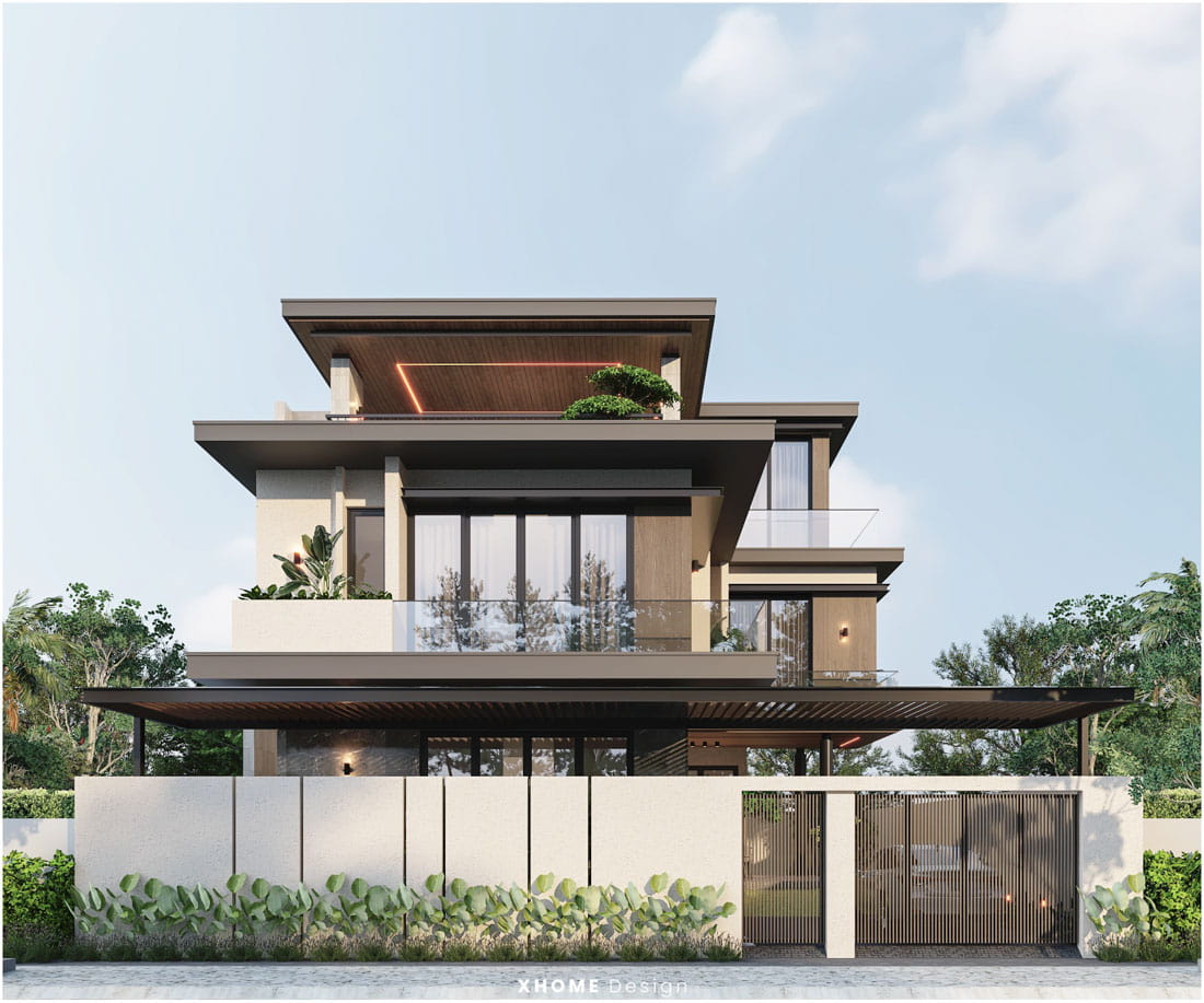 99 mẫu biệt thự nhà vườn đa dạng phong cách, diện tích và số tầng 8 Mẫu biệt thự nhà vườn 2 tầng Hiện đại có tum