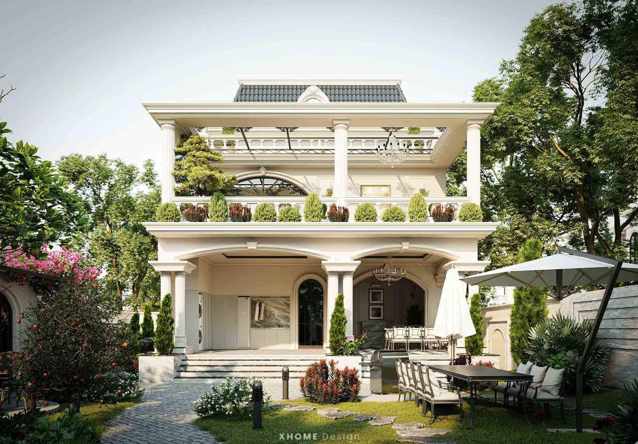 99 mẫu biệt thự nhà vườn đa dạng phong cách, diện tích và số tầng 16 Mẫu biệt thự nhà vườn 2 tầng Tân cổ điển