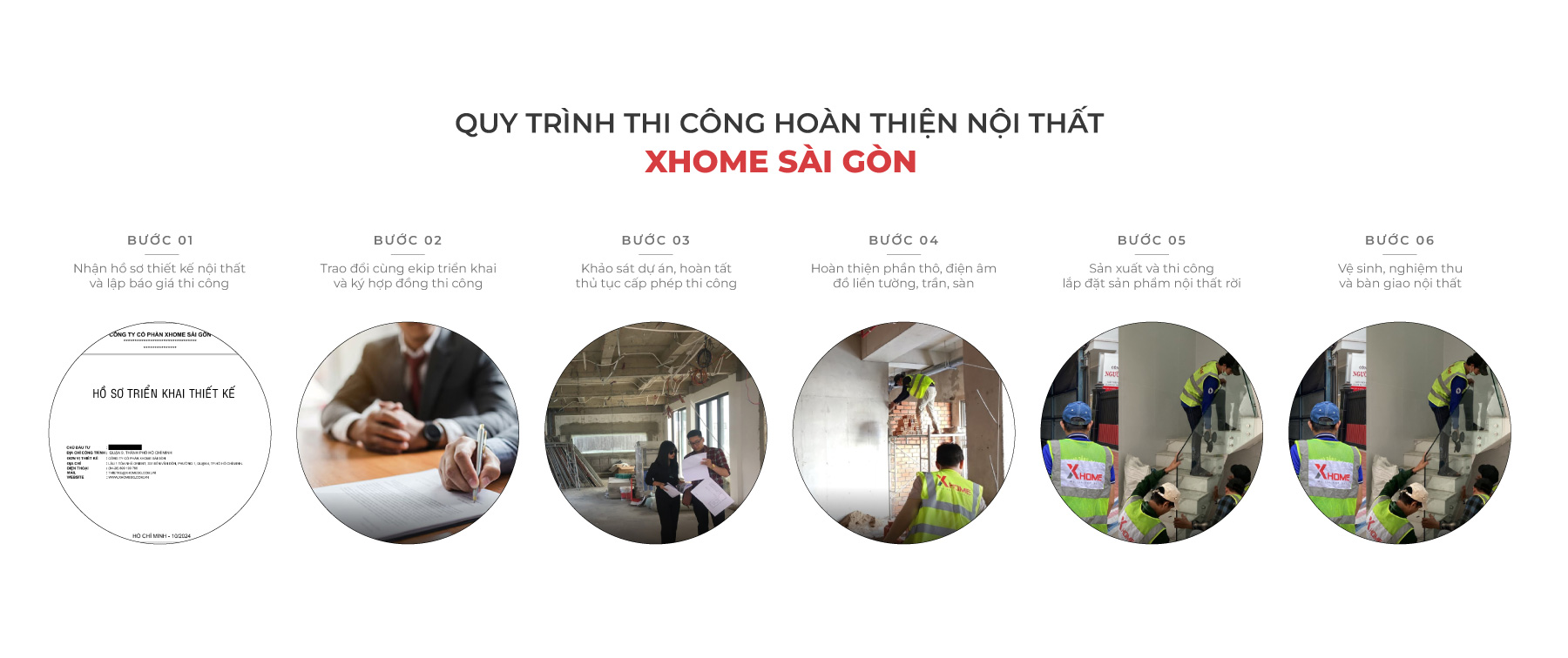 Quy trình triển khai thi công hoàn thiện nội thất XHOME Sài Gòn