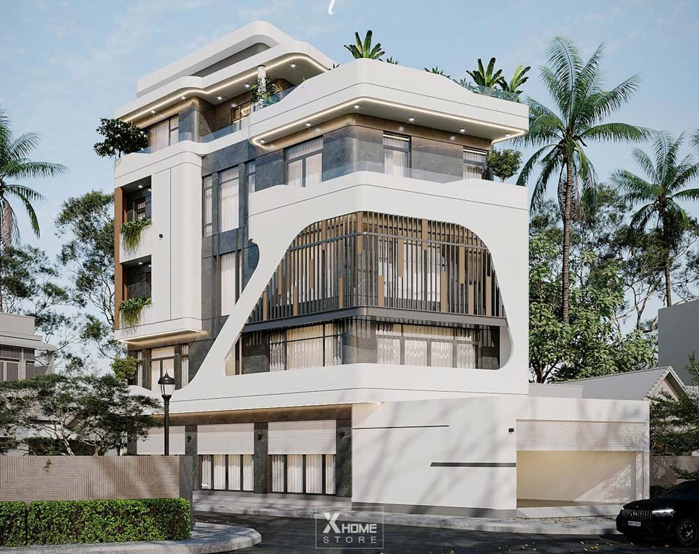 Mẫu nhà phố 3 tầng 2 mặt tiền