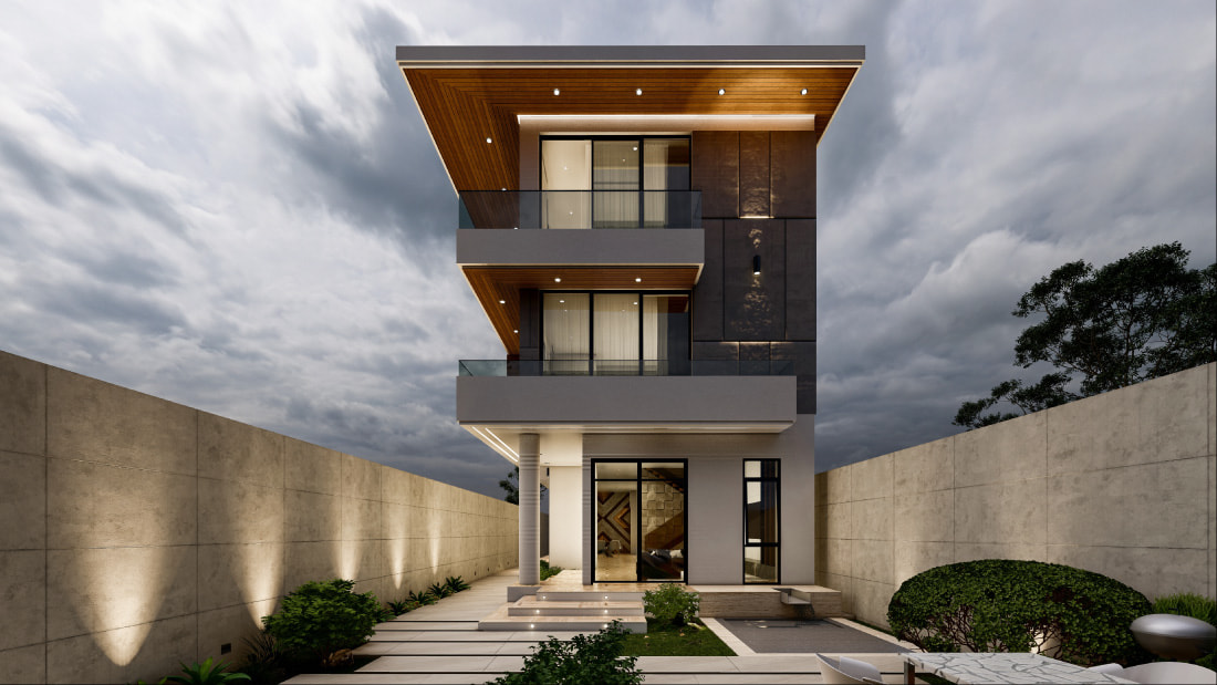 Mẫu nhà phố 3 tầng đẹp mái bằng