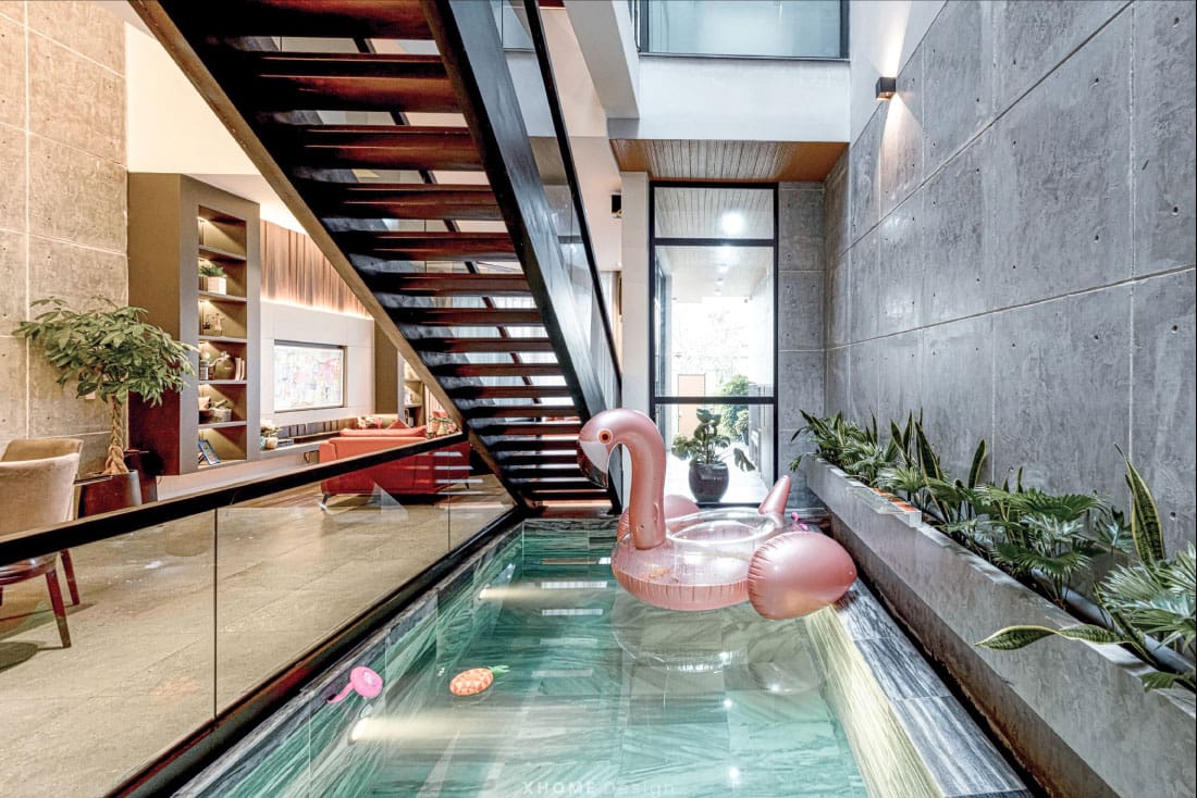 Mẫu nhà phố 3 tầng có hồ bơi