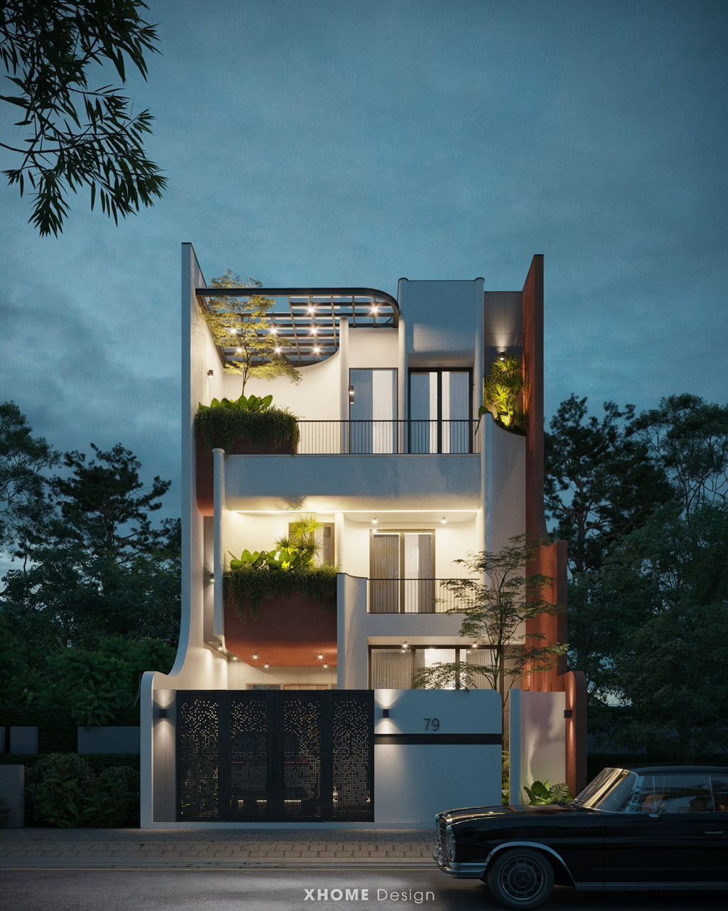 Mẫu nhà phố 3 tầng tối giản