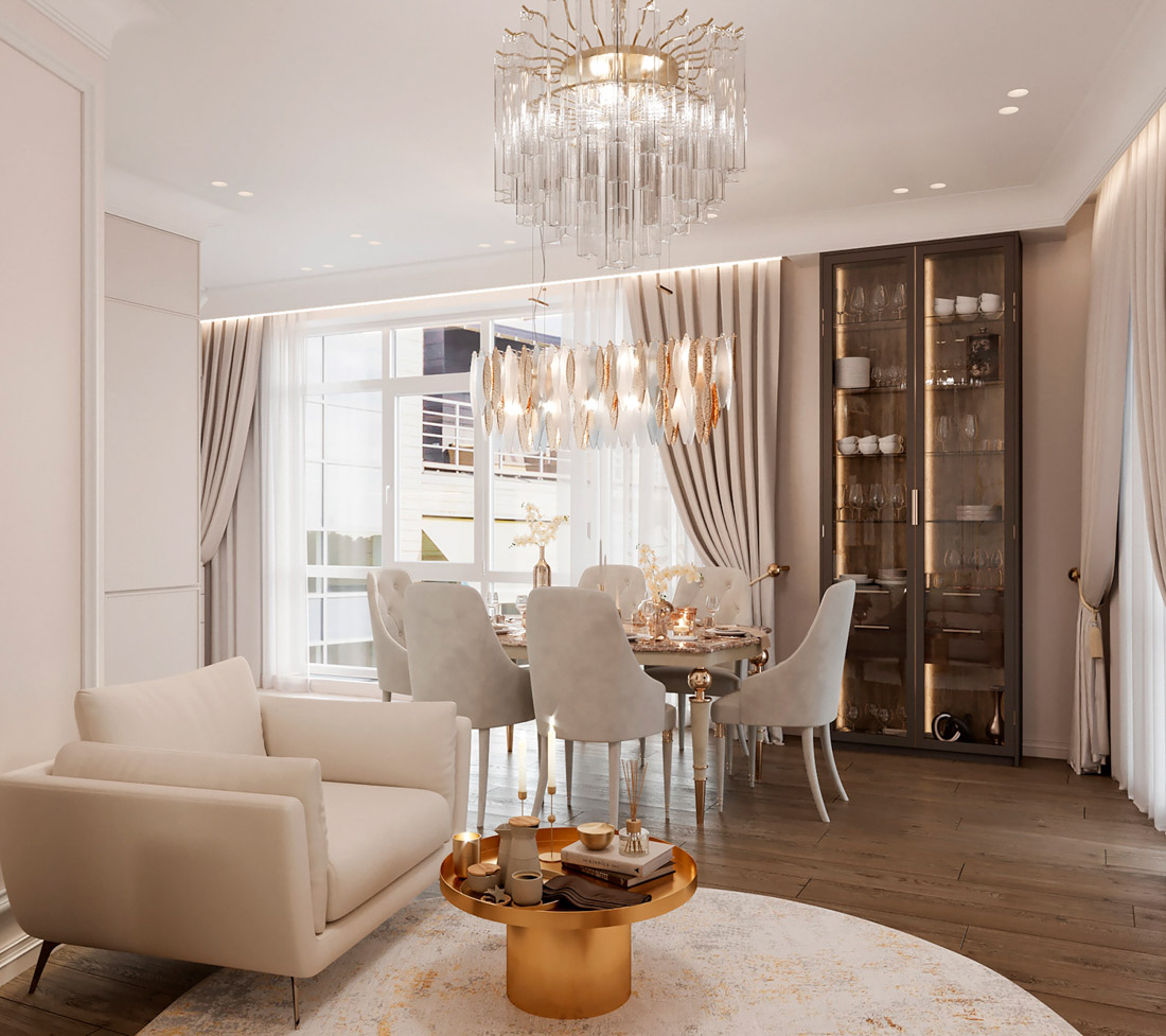 Mẫu chung cư 50m2 thiết kế theo phong cách tân cổ điển