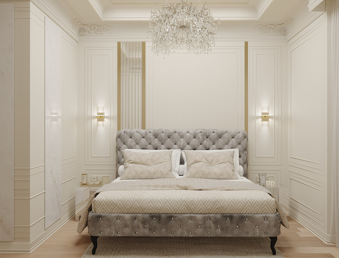 Mẫu nội thất chung cư tân cổ điển 1 phòng ngủ