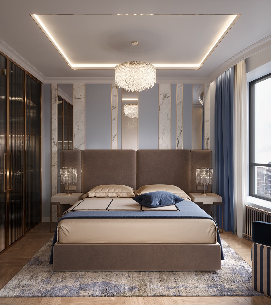 Mẫu nội thất chung cư tân cổ điển 1 phòng ngủ