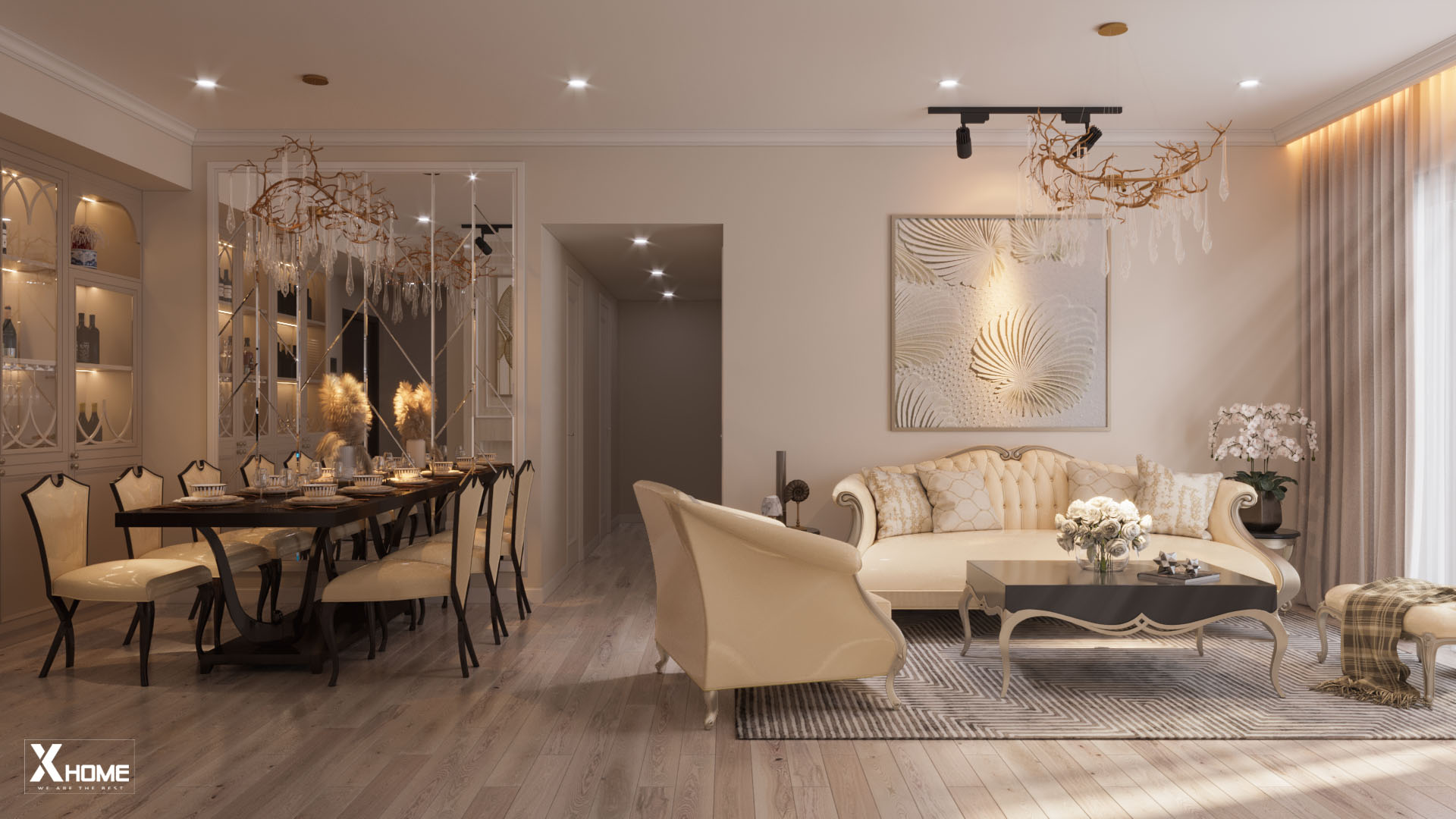 Mẫu thiết kế nội thất chung cư tân cổ điển diện tích 100m2