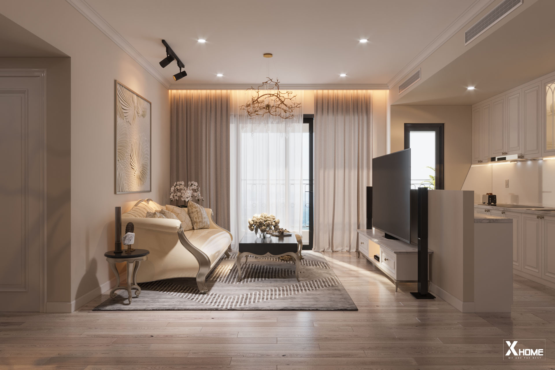 Mẫu thiết kế nội thất chung cư tân cổ điển diện tích 100m2