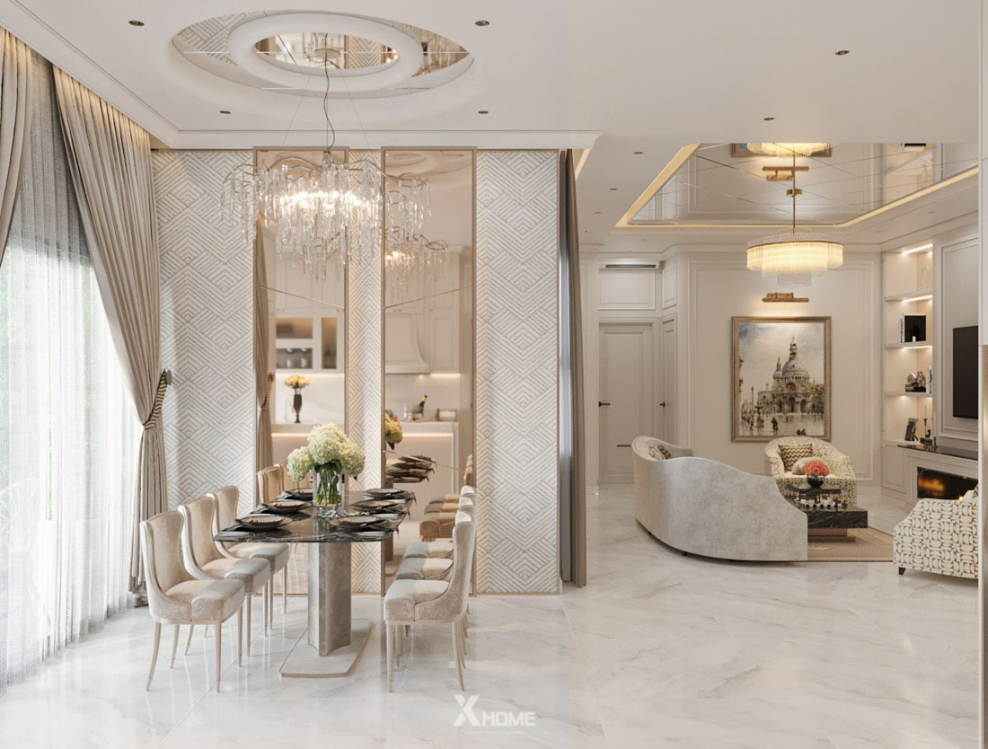 Thiết kế nội thất chung cư tân cổ điển 3 phòng ngủ do XHOME thiết kế