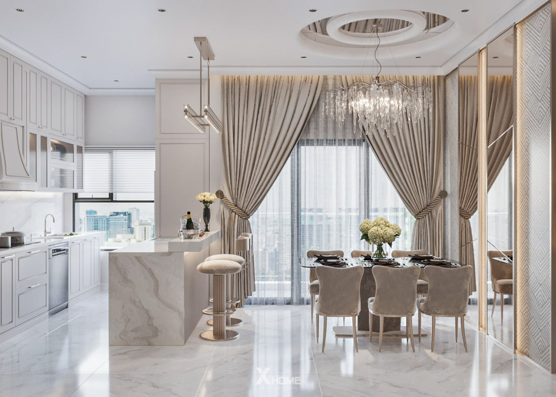 Thiết kế nội thất chung cư tân cổ điển 3 phòng ngủ do XHOME thiết kế