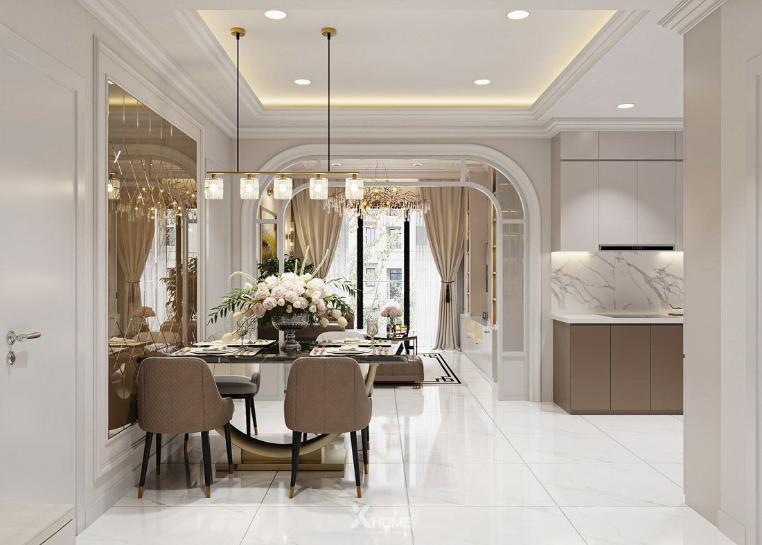 Thiết kế nội thất chung cư tân cổ điển diện tích 70m2