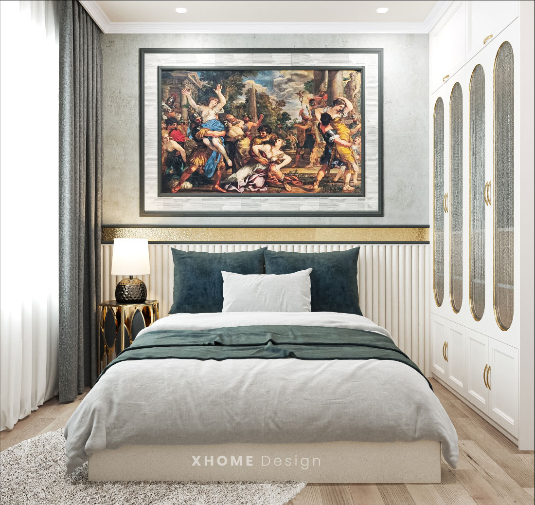 Thiết kế nội thất chung cư tân cổ điển gam màu trắng