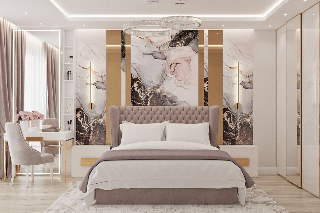 Thiết kế nội thất chung cư tân cổ điển sử dụng đá marble