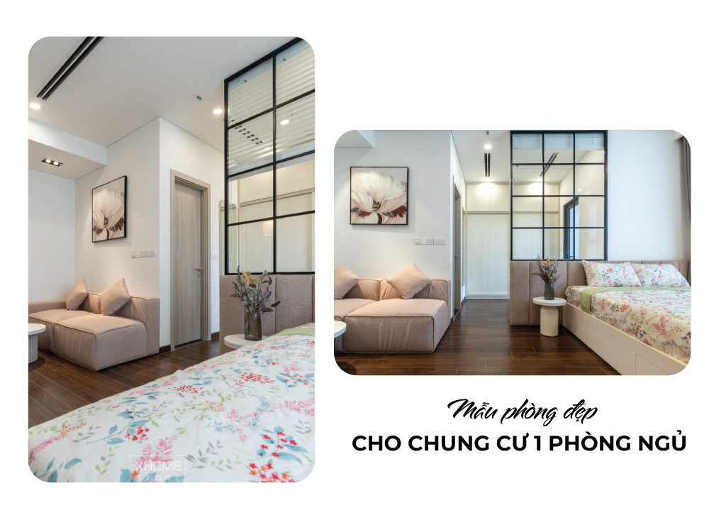 Mẫu phòng khách đẹp cho chung cư 1 phòng ngủ