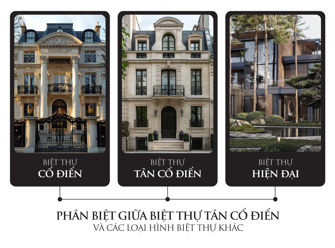 Phân biệt giữa Tân Cổ Điển và loại hình biệt thự khác