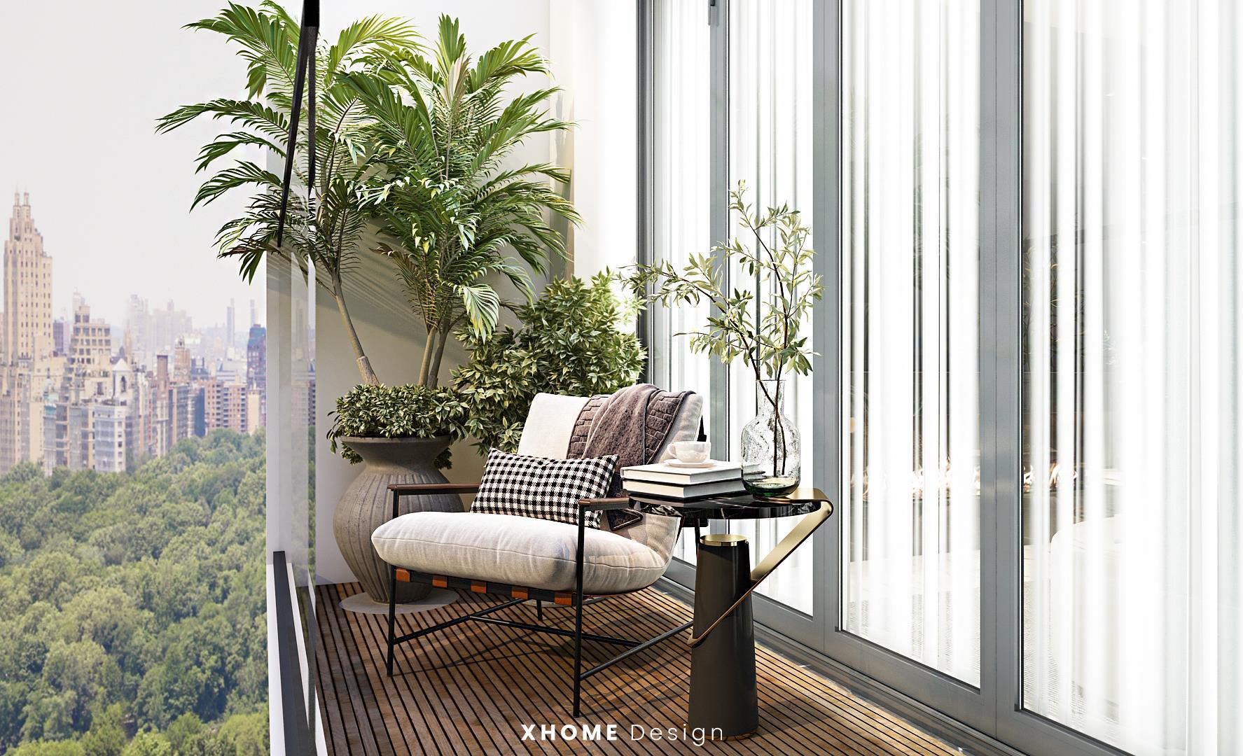 Thiết kế nội thất chung cư 60m2 đẹp, tối ưu không gian 23 Ban công xanh mát, thư giãn cho căn hộ 60m2