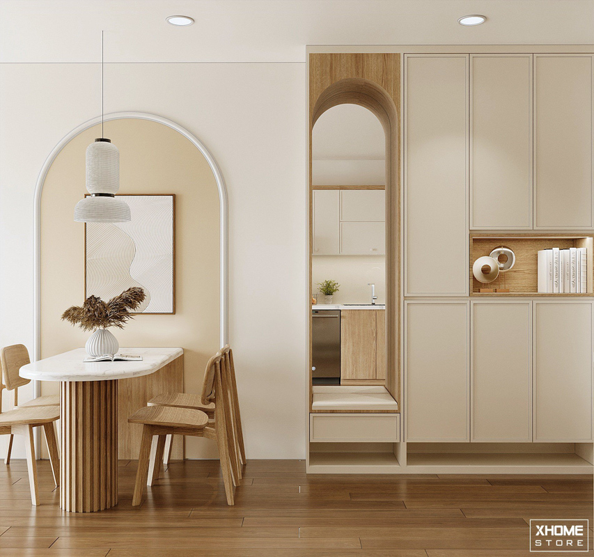 50+ Mẫu thiết kế nội thất chung cư 70m2 tối ưu từng không gian 25 Bố trí thêm gương lớn ở khu vực phòng khách hoặc bếp