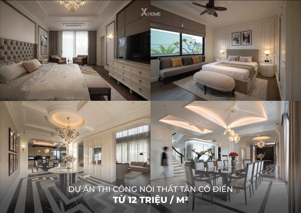 Bảng báo giá thi công nội thất trọn gói mới nhất 2025 6 Giá thi công trọn gói theo phong cách tân cổ điển từ 12 triệu m2