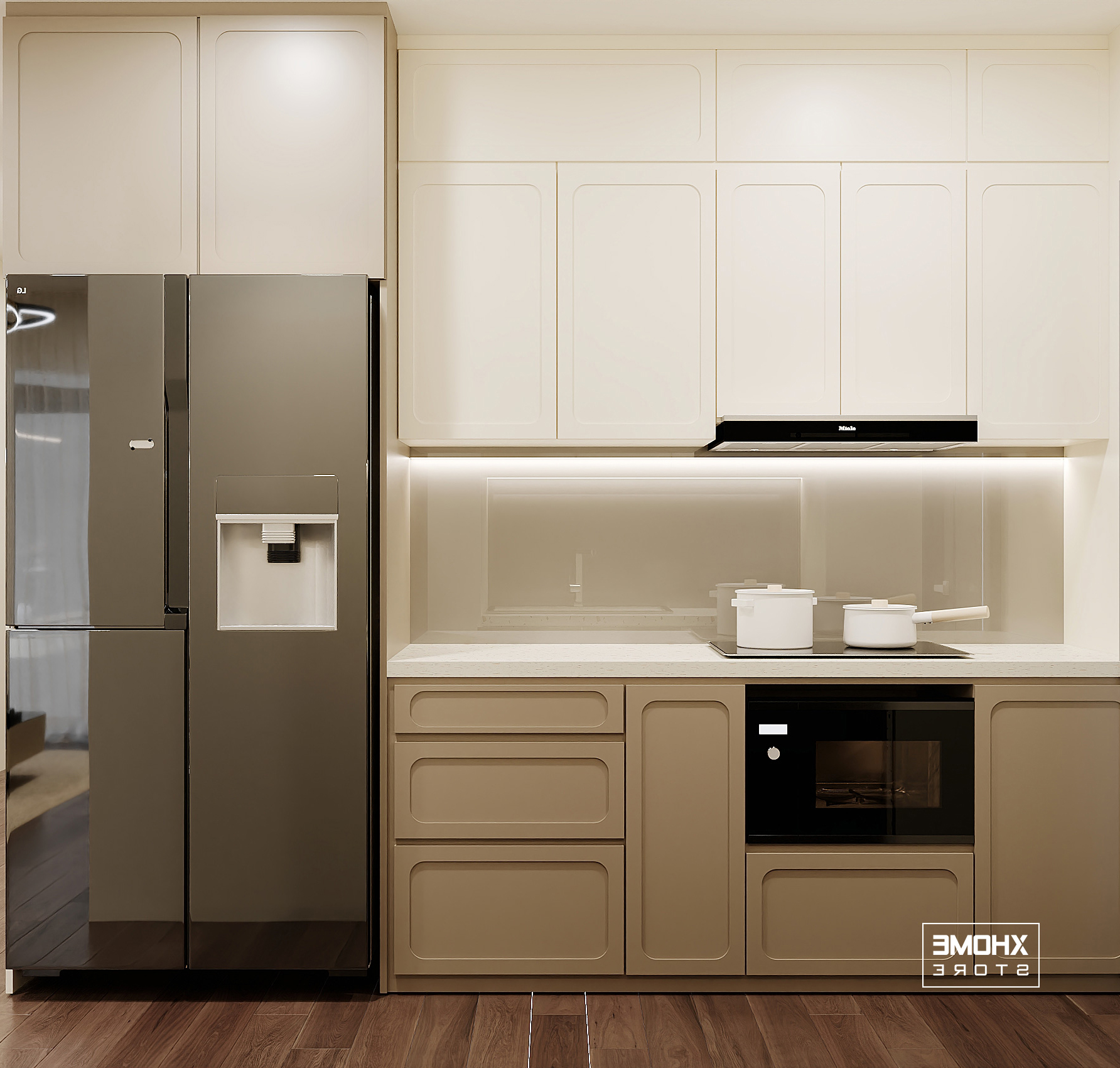 Thiết kế nội thất chung cư 60m2 đẹp, tối ưu không gian 19 Phòng bếp thông minh cho căn hộ nhỏ 60m2