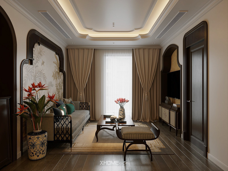 90+ mẫu Thiết Kế Nội Thất Căn Hộ Chung Cư 3 Phòng Ngủ Đẹp 2024 23 Khám phá thiết kế indochine của chung cư 3PN