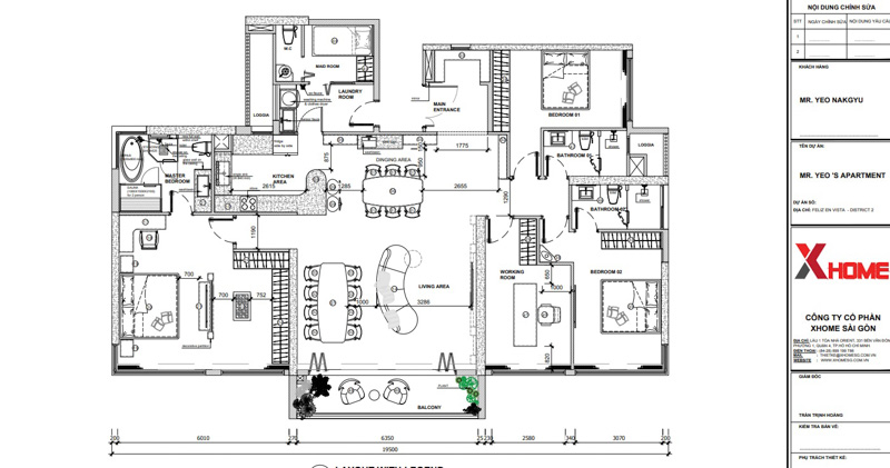 90+ mẫu Thiết Kế Nội Thất Căn Hộ Chung Cư 3 Phòng Ngủ Đẹp 2024 82 Một số mặt bằng bố trí công năng nội thất căn hộ 3 phòng ngủ do XHOME thiết kế