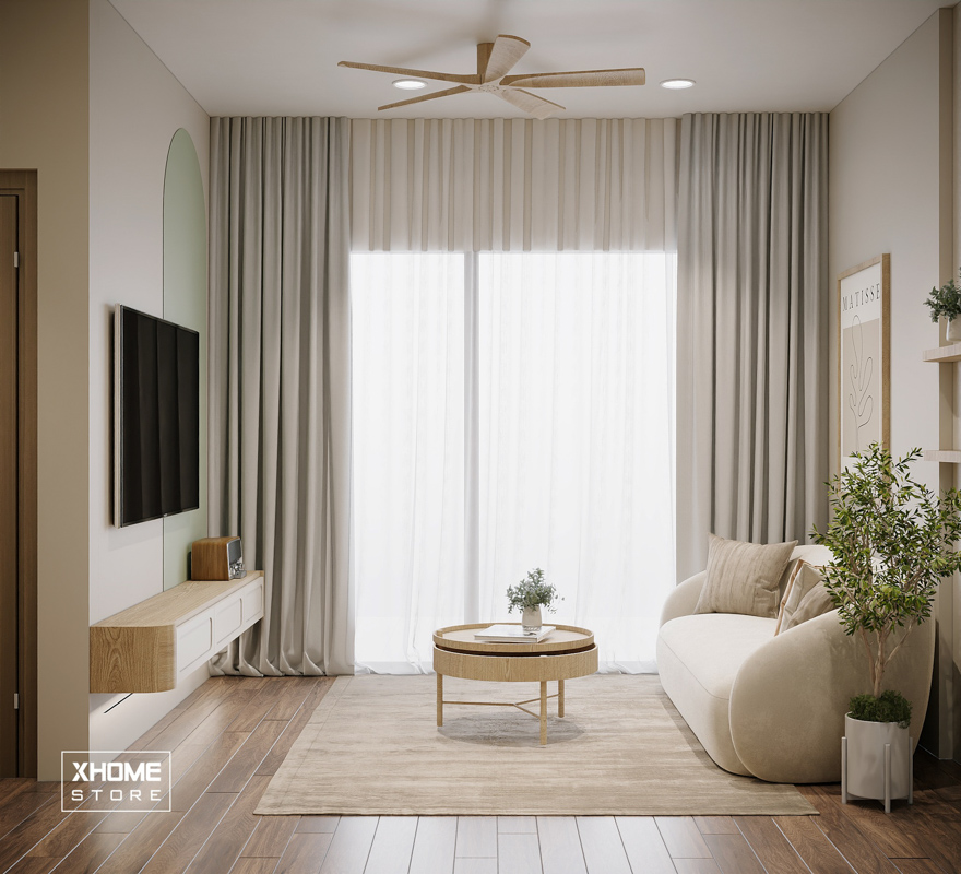 40+ Ý tưởng thiết kế nội thất phòng khách chung cư đẹp 2024 17 Mẫu phòng khách mở với view ban công thoáng đãng