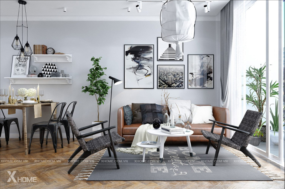 40+ Ý tưởng thiết kế nội thất phòng khách chung cư đẹp 2024 7 Phong cách Scandinavian (Bắc Âu) ấm cúng và tối giản