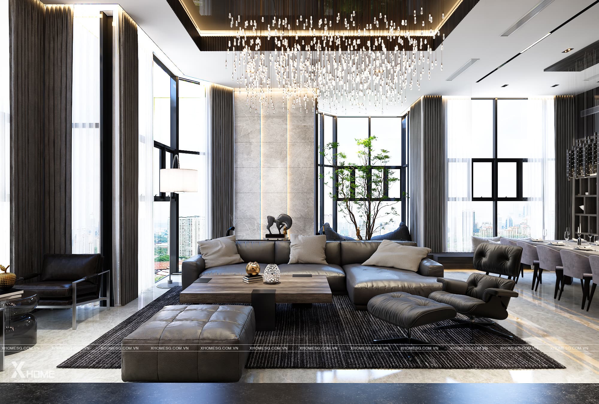 Top 15 công ty thiết kế nội thất Bình Dương chuyên nghiệp 2025 2 Thiết kế nội thất phong cách Luxury dự án Penthouse Sora Garden 2
