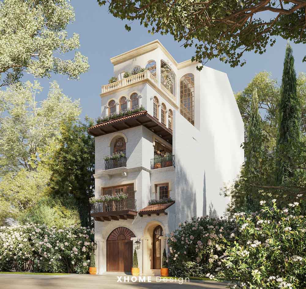 Thiết kế nhà phố 3 tầng Địa Trung Hải