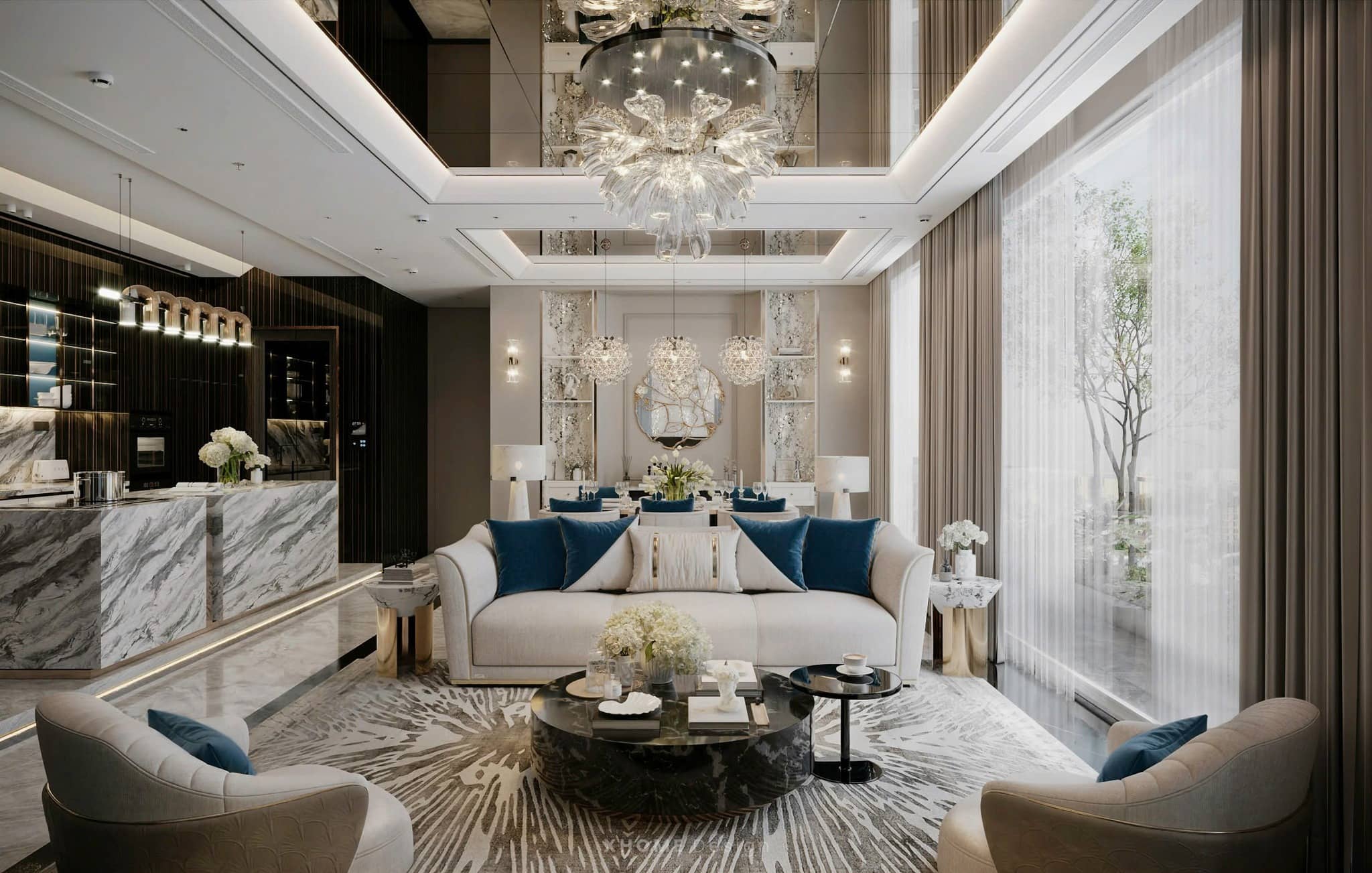 Thiết kế nội thất căn hộ Penthouse Sora Gardens 2 Bình Dương 20 Thiết kế nội thất The River Thủ Thiêm Penthouse 240m2