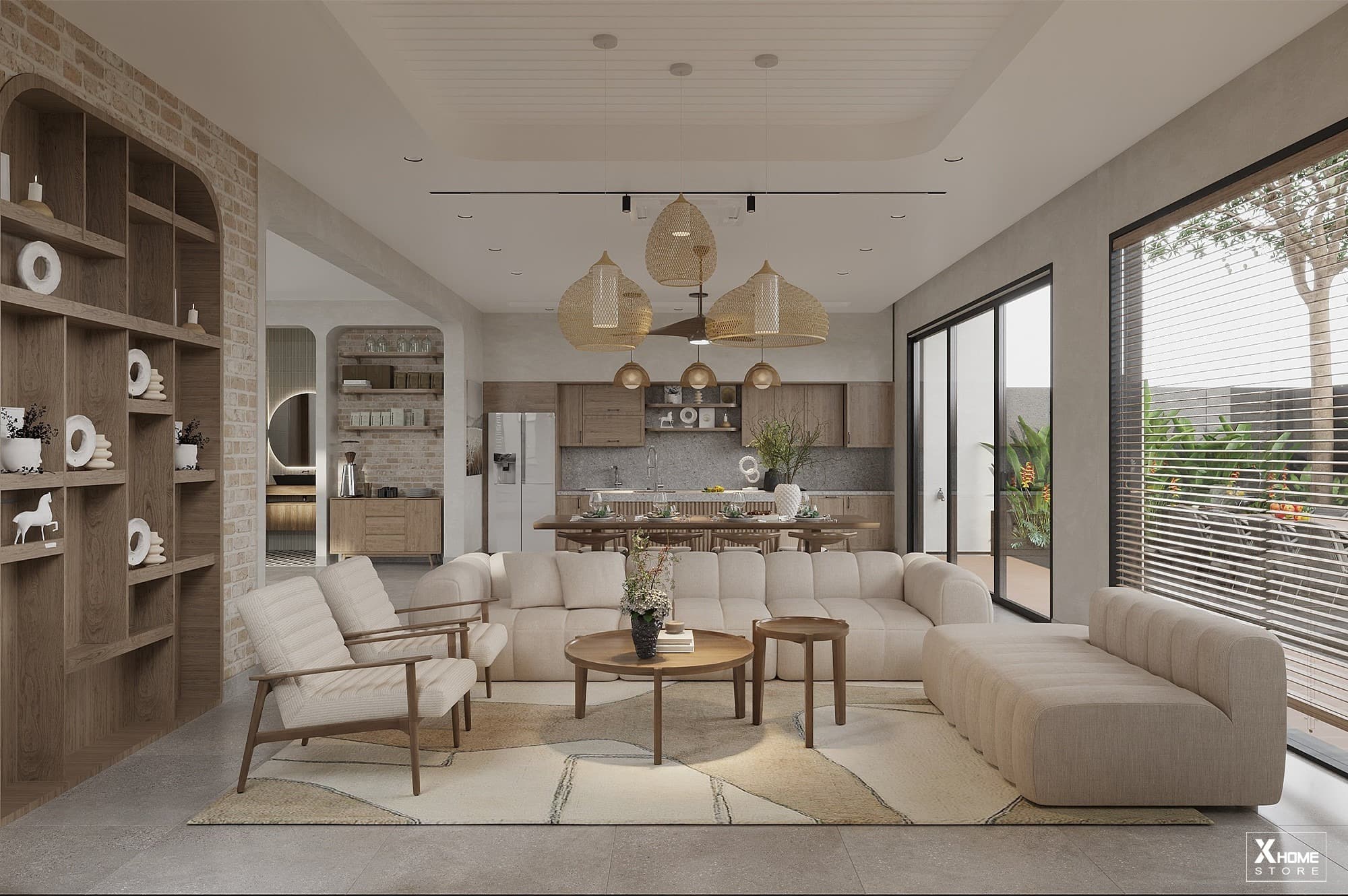 Thiết kế nội thất nhà phố 2 tầng mái Thái DK House