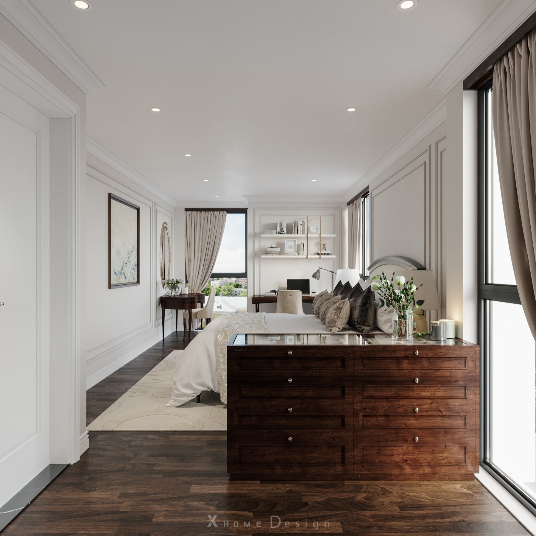 Thi công nội thất gỗ óc chó 2025: Báo Giá & 20+ Mẫu nội thất gỗ óc chó đẹp 19 Dự án Căn hộ Golden Land - Phong cách Indochine