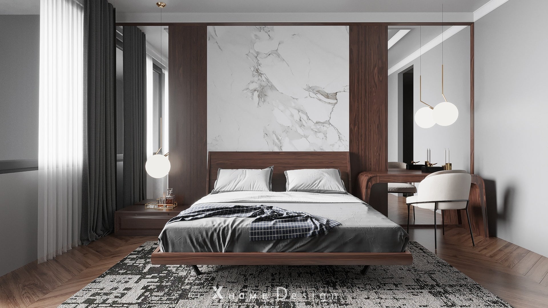 Thi công nội thất gỗ óc chó 2025: Báo Giá & 20+ Mẫu nội thất gỗ óc chó đẹp 23 Phòng ngủ gỗ óc chó – Ấm áp & thư giãn