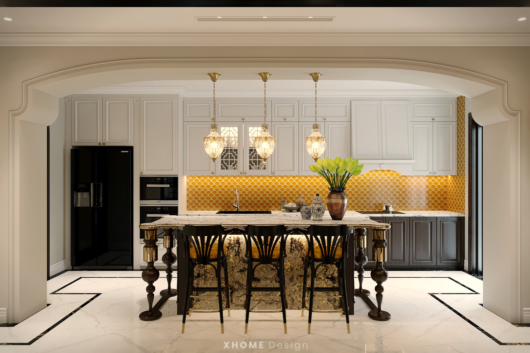 Gạch Mosaic Hình Vảy Cá (Fish Scale)