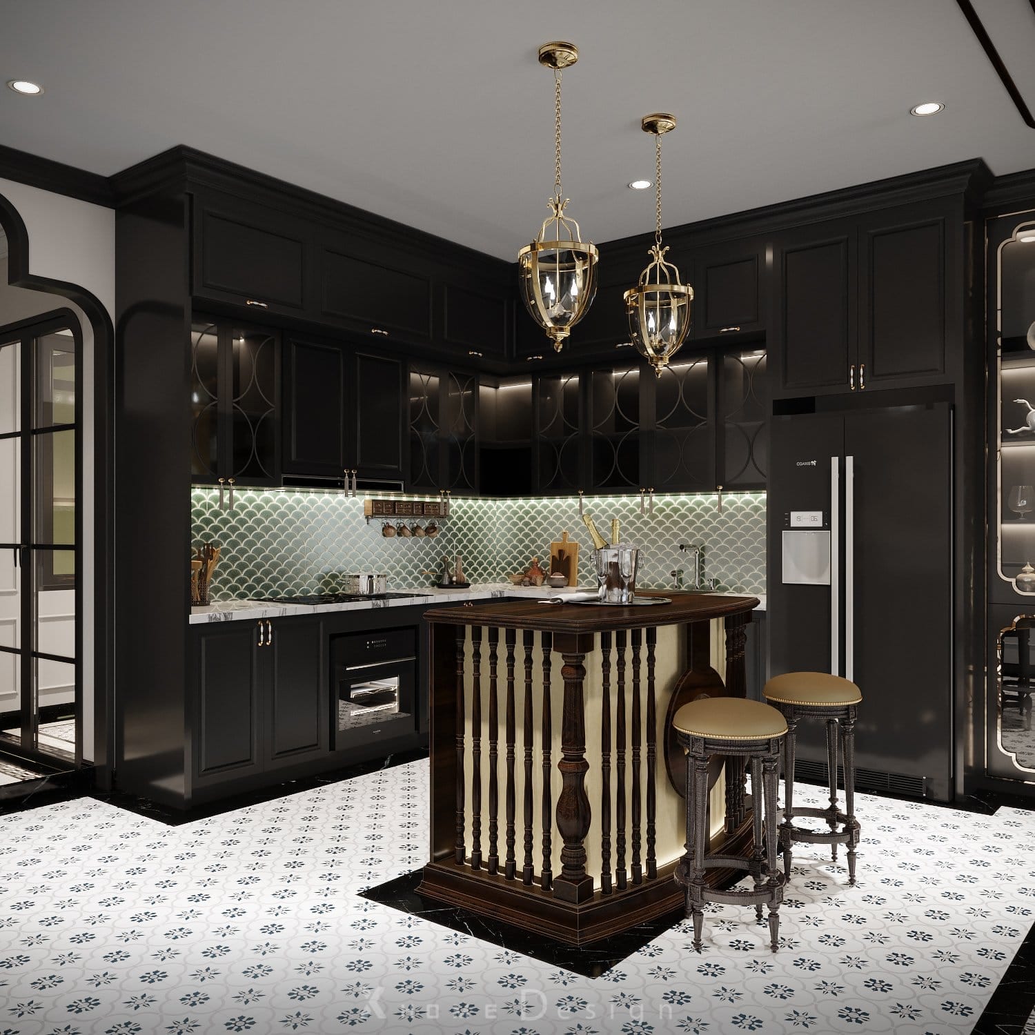 Gach Mosaic op tuong bep Backsplash 2