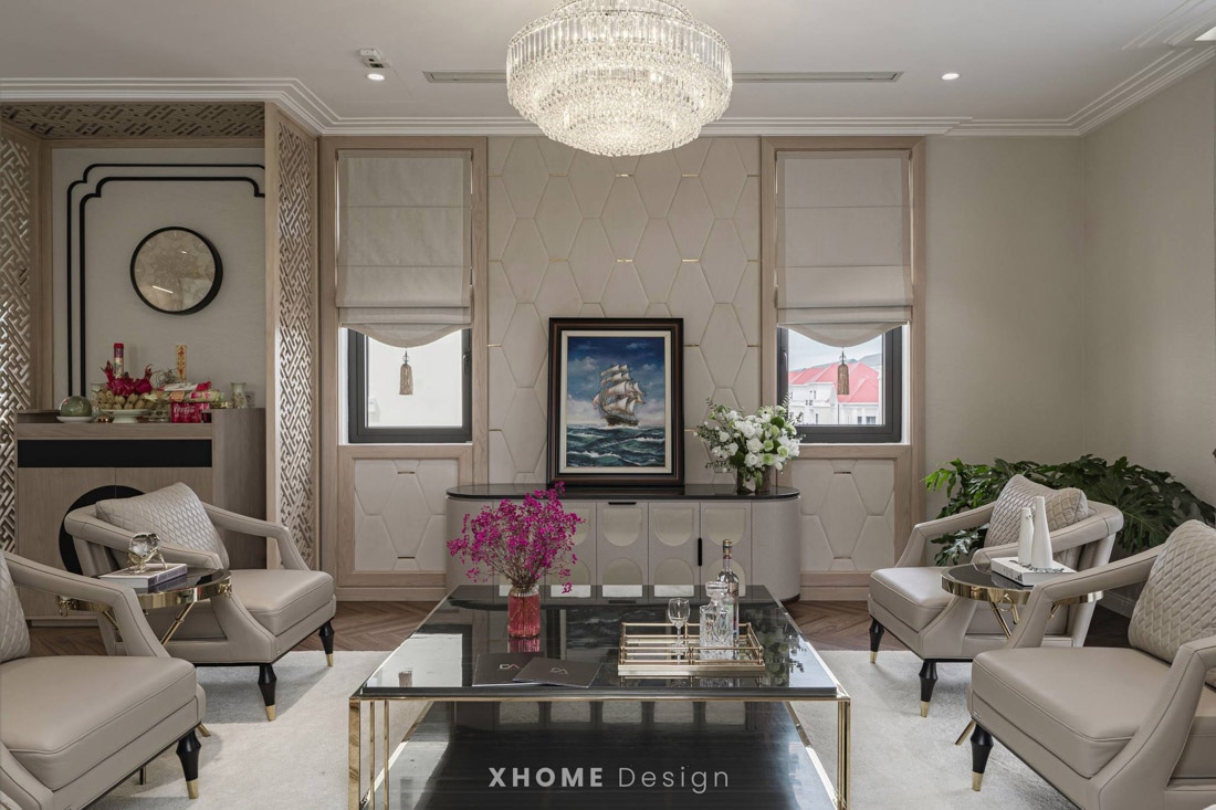 Thi công nội thất gỗ công nghiệp phong cách Tân cổ điển