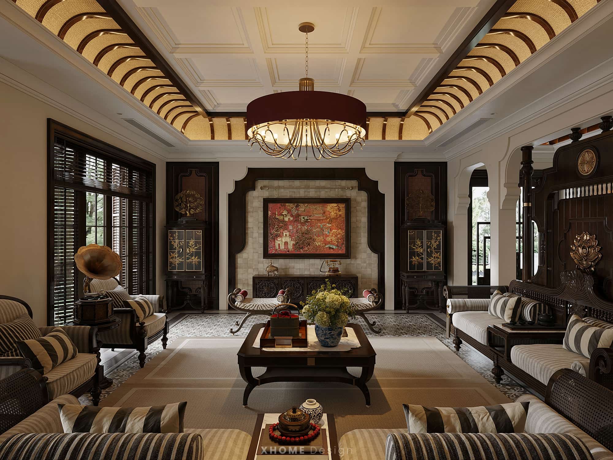 Thiết kế nội thất Villa Vinhomes Vu Yen phong cách Indochine