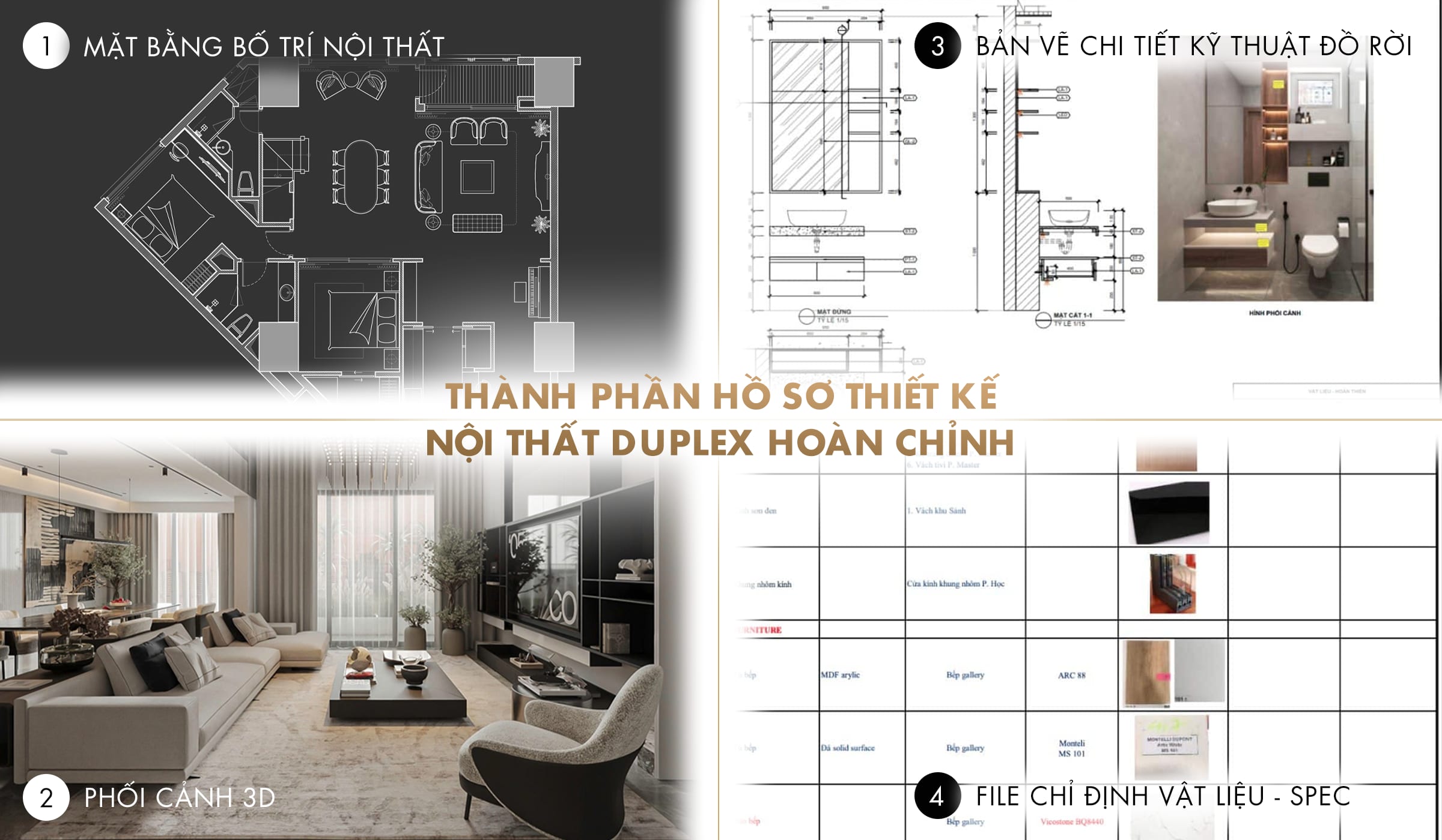 Thành phần của hồ sơ thiết kế nội thất Duplex hoàn chỉnh