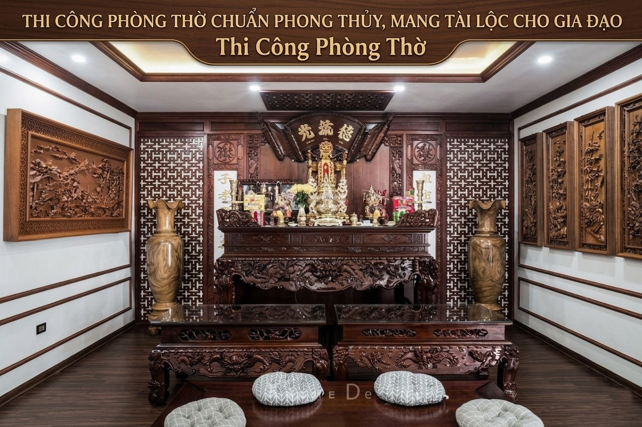 Thi Công Phòng Thờ Chuẩn Phong Thủy, Mang Tài Lộc Cho Gia Đạo