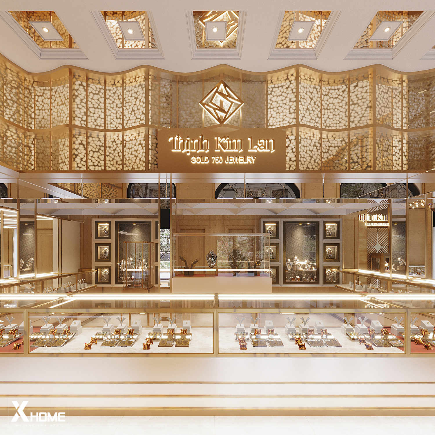 Thiết kế nội thất cửa hàng vàng, bạc, đá quý Thịnh Kim Lan 19
