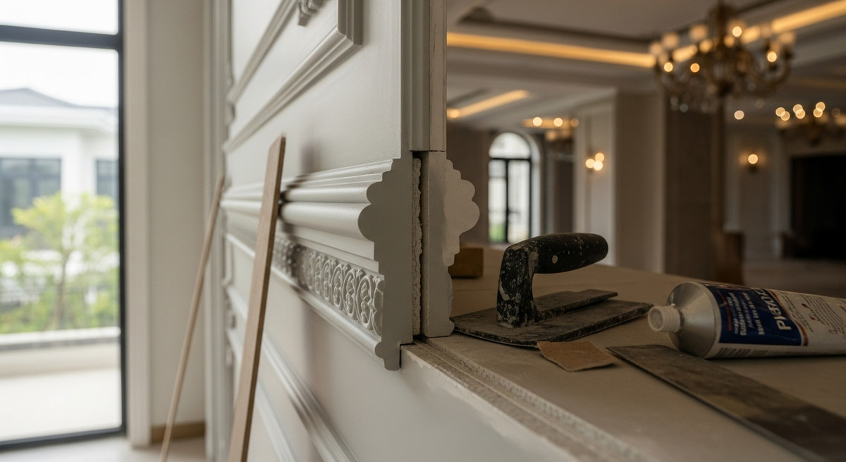 Kinh Nghiệm Xử Lý Mối Ghép Phào Chỉ Biệt Thự Tân Cổ Điển Đẹp Không Tì Vết